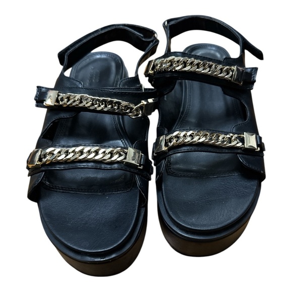 ASOS Black and Gold Sandals with Adjustable Ankle Strap - Picture 2 of 4